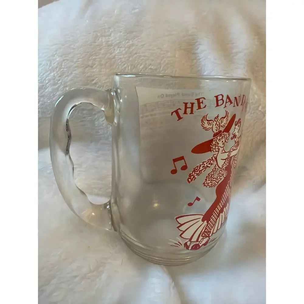 VTG Hazel Atlas The Band Played On Song Lyrics Glass Mug Dancing Couple Red 5